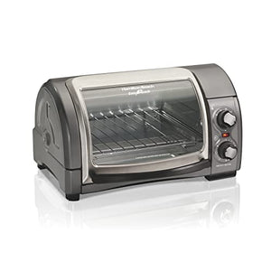 Hamilton Beach Easy Reach 4-Slice Countertop Toaster Oven With Roll-Top Door, 1200 Watts, 9” Pizza & Smooth Touch Electric Automatic Can Opener with Easy Push Down Lever, Extra Tall, Black and Chrome