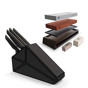 The Shadow Black 5-Piece Knife Block Set Bundled with The Dalstrong Premium Whetstone Kit - #6000/#1000 Grit with Stand