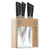 Mercer Culinary Premium Grade Super Steel 6-Piece Knife Set with Glass/Wood Block Stand, G10 Handles
