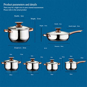 GRETD Cookware Set with Glass Lid Induction Bottom Stainless Steel Body Saucepan for Household