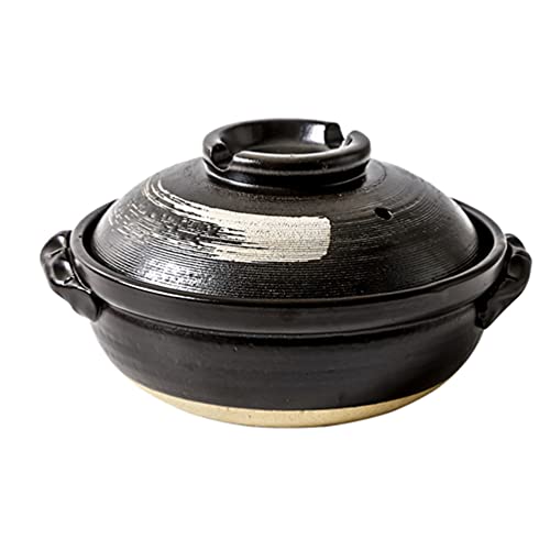 YARNOW Ceramic Stockpot Soup Pot Dutch Oven Clay Pot Stockpot for Stew Soup Steam Hot Pot Stew Pan Casserole Cooking Pot with Lid (Assorted Color), 22.5X19X12.3cm