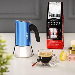 Bialetti New Venus 6 Cup Coffee Maker, Anti-Scald Handle, Not Suitable for Induction 6 Cup (8 oz), Stainless Steel, Blue