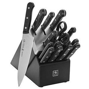 HENCKELS Solution 16-pc, Razor-Sharp Self-Sharpening Knife Set with Block, Premium Quality, German Engineered Knife Informed by over 100 Years of Masterful Knife Making, Black