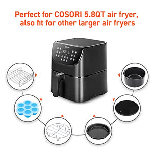 COSORI Air Fryer 6.8Qt, Dual Blaze with 360 ThermoIQ Tech - Using Upper and Lower Heating Elements & Air Fryer Accessories, Set of 6 Fit for Most 5.8Qt and Larger Oven Cake & Pizza Pan,Black