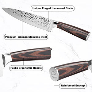 Japanese Knife Set, imarku 16-Pieces Hammered Kitchen Knife Set with Block, German HC Stainless Steel Knives Set for Kitchen, Premium Pakkawood Handles Knife Block Set