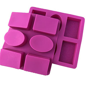 KGEZW DIY 6 Cells Soap Molds Cake Fondant Tools Chocolate Cookie Oval Rectangle Shaped Baking Silicone Mould Decor Tool (Color : As shown, Size : As shown)