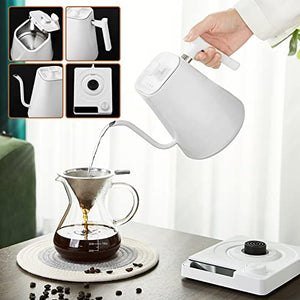 Electric Kettle,1.0LGooseneck Electric Kettle Temperature Control,1200W Electric Tea Kettle,Hot Water Kettle Electric,100% Stainless Steel Inner,Auto Shutoff Anti-Dry Protection,Matte White