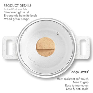 Non-stick induction cookware set -pack -15-white & 11inch Nonstick induction stir fry pan with cooking utensils