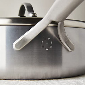 GreenPan X Food 52 Five-Two Essentials, Tri-Ply Stainless Steel 4QT Everyday Saute Pan with Lid, PFAS-Free, Multi Clad, Induction, Dishwasher Safe, Oven Safe, Silver