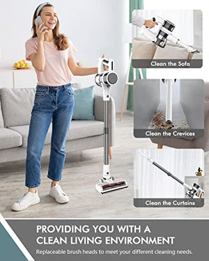 Cordless Vacuum Cleaner, Fykee Upgraded Brushless Motor Cordless Stick Vacuum with 23,000Pa Powerful Suction, 6 in 1 Self-Standing Ultra-Quiet Vacuum Cleaner for Carpet Hard Floor Pet Hair