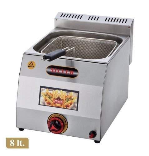 PROPANE GAS Commercial Kitchen Equipment 8 LT. CAPACITY with Basket and Lid INCLUDED Stainless Steel Commercial industrial Catering Restaurant Countertop Deep Fryer Propan LPG
