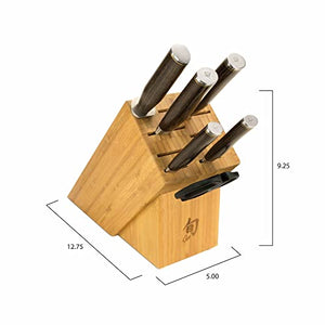 Shun Cutlery Premier 7-Piece Essential Block Set, Kitchen Knife and Knife Block Set, Includes 8” Chef's Knife, 4” Paring Knife, 6.5” Utility Knife, & More, Handcrafted Japanese Kitchen Knives