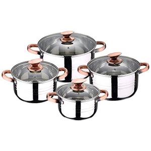 Cookware Set with Glass Lid Induction Bottom Stainless Steel Body Saucepan for Household