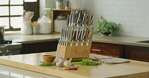 Hammer Stahl 21-Piece Classic Knife Set - Rotating Bamboo Knife Block with Removable Steak Knife Sets - High Carbon German Forged Steel