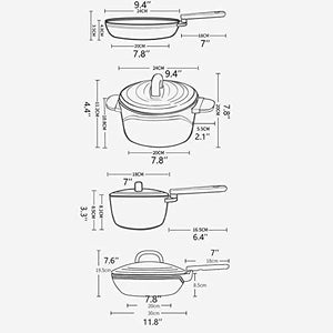 Kitchenware Cooking Cookware Pots and Pans Set Kitchen Cookware Set, Aluminum Alloy Cookware Sets Pots and Pans Set Woks & Stir-Fry Pans, Frying Pan Soup Pot Milk Pan (Color : White)