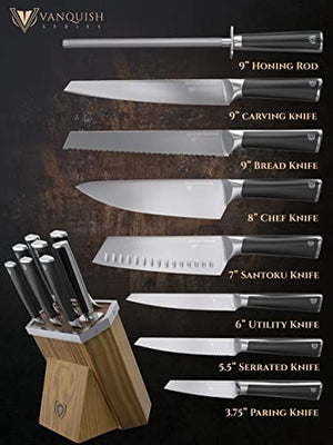 DALSTRONG 8 Piece Knife Block Set - Vanquish Series - Forged High Carbon German Steel - POM Handle - NSF Certified