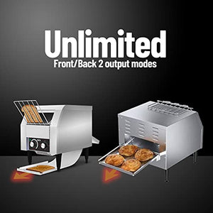 Commercial Toaster,150 Slices/h,7 Speed Options, Stainless Steel Countertop Conveyor Toaster for Restaurant Bun Bagel Bread Baked Food (150pcs/h)