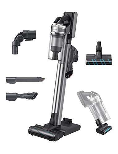 Samsung Jet 90 Cordless Stick Vacuum Long Lasting Battery and 200 Air Watt Suction Power, Complete with Telescopic Pipe, Titan Silver