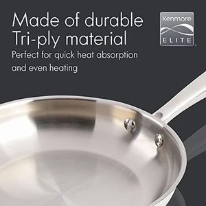 Kenmore Elite Devon Heavy Gauge Stainless Steel Tri-Ply Impact Bonded Induction Cookware Set, 10-Piece
