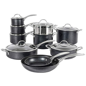 ProCook Professional Granite Non-Stick Cookware Set - 10 Piece - Induction Pans with Ceramic-Reinforced Coating, Toughened Glass Lids and Heat-Resistant Handles