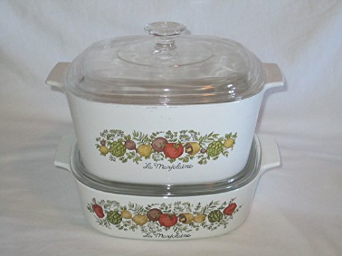4 PIECE SET - Vintage Corning Ware Spice O' Life Covered Casserole Baking Dishes