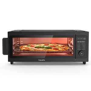 Air Fryer Toaster Oven Combo - Fabuletta 10-in-1 Countertop Convection Oven 1800W, Oil-Less Air Fryer Oven Fit 13" Pizza, 9 Slices Toast, 5 Accessories, Dehydrate, Reheat, Pizza, Toast, Bake , Black