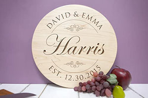 Straga Handmade 15" Sign Personalized Round Stamp Design #001-Wedding & Anniversary Gift for the Couple-Housewarming & New Home Closing Present- Appreciation-Award-Gift for Parents-Wife-Husband