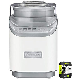 Cuisinart ICE-60WP1 Cool Creations Ice Cream Maker White Bundle with 1 YR CPS Enhanced Protection Pack