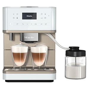 NEW Miele CM 6360 MilkPerfection Automatic Wifi Coffee Maker & Espresso Machine Combo, Lotus White & Clean Steel Metallic - Grinder, Milk Frother, Cup Warmer, Glass Milk Container