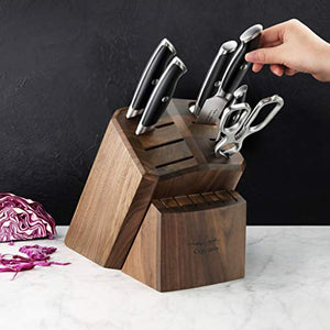 Cangshan Thomas Keller Signature Collection Swedish Powder Steel Forged, 7-Piece Knife Block Set, Walnut Block with 8 Spare Slots, Black