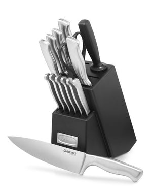 Cuisinart 77-17N Stainless Steel Chef's Classic Stainless, 17-Piece, Cookware Set & C77SS-15PK 15-piece Hollow Handle Block Set, Stainless Steel/Black