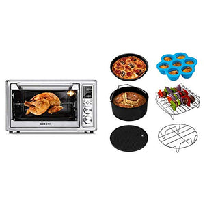 COSORI CO130-AO Air Fryer Toaster Oven Combo 12-in-1, 100 Recipes & 6 Accessories Included, 30L/31.7 QT, Silver & Accessories XL (C158-6AC) Set of 6 Fit all 5.8Qt, 6Qt Air Fryer, Black