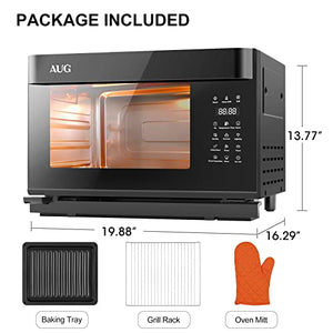 AUG Countertop Steam Oven, Convection Combi Oven , Multifunctional Toaster Oven, Steam, Grill, Sterilize, Bake, Broil,Rotisserie,Ferment, 50+ Precise Temperature Control and Steam Self-Clean ,Cooking Accessories Included