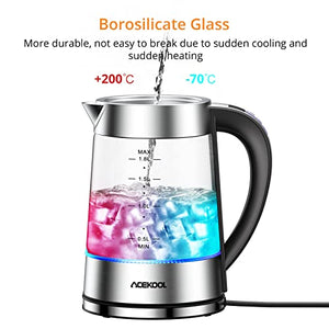 Electric Kettle 1.8L with 12 Temp Control Up to 24 Hours Keep Warm Tea kettle Hot Water Boiler Stainless Steel Filter and Inner Lid Updated SpeedBoil Tech Glass Kettle for Coffee 1500W