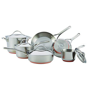 Anolon Nouvelle Stainless Steel Cookware Pots and Pans Set, 10 Piece