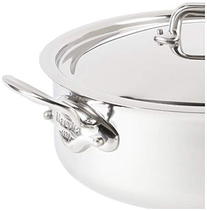 Mauviel Made In France M'Cook 5 Ply Stainless Steel 5.8 Quart Saute Pan with Lid And Helper Handle, Cast Stainless Steel Handle