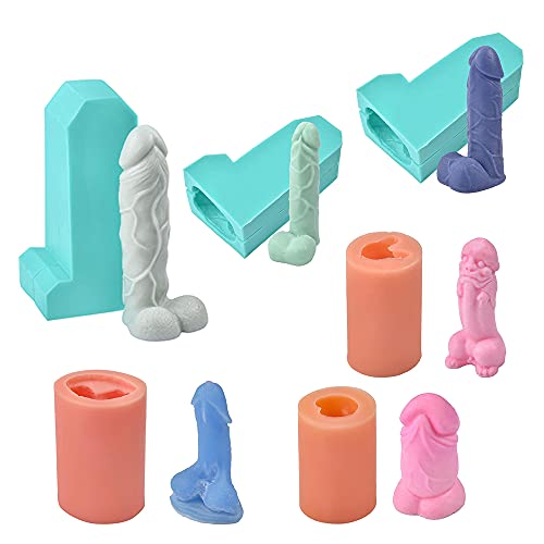 LuGuoQTing Reusable Silicone Penis Mold, Fondant Cake ,Resin Ornaments Mold DIY Cake Decorating Tool for Making Cakes, Puddings, Chocolates, Candles, Jelly (6.88X2.36 IN) (6 pcs of set)