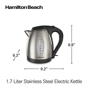 Hamilton Beach Electric Tea Kettle, Water Boiler & Heater, 1.7 L, Cordless, Auto-Shutoff and Boil-Dry Protection, Stainless Steel (40880)