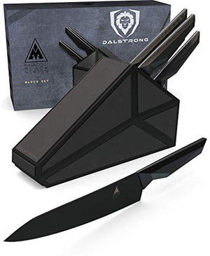 The Shadow Black Series 5-Piece Knife Block Set Bundle with The Shadow Black Series 4-Piece Steak Knife Set
