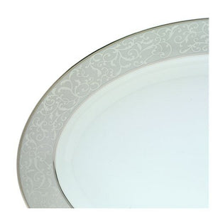 Mikasa 5224232 40-Piece Dinnerware Set, Parchment & Parchment Oval Serving Platter, 14-Inch , White - L3438-314