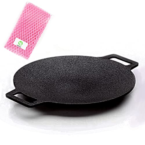 KOREAC _Korean BBQ Non-stick Griddle Grill_[Round Griddle Pan 14.2in + Bag] Natural Material 6 Layer Coating / Circular size 14.2 inches / We can use it at home or outside._Made in Korea.