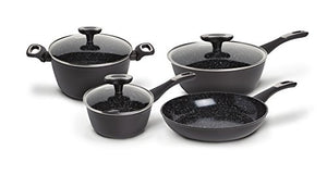 IKO Stratum Triple Layer Ceramic Non Stick 7 Piece Cookware Set Induction Ready Includes 5 Qt. Dutch Oven with Lid, 3.5 Qt. Saute Pan with Lid, 1.5 Qt. Saute Pan with Lid, and 10" Fry Pan