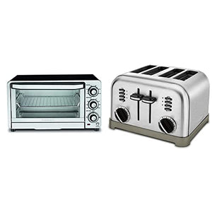 Cuisinart TOB-40N Custom Classic Toaster Oven Broiler,Black, 17 Inch & CPT-180 Metal Classic 4-Slice Toaster, Brushed Stainless