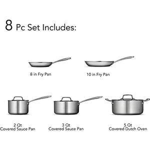 Tramontina 80116/544DS Stainless Steel Tri-Ply Clad Cookware Set, 8-Piece, Made in China