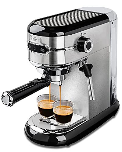 MICHELANGELO 15 Bar Espresso Machine with Milk Frother, Expresso Coffee Machines, Stainless Steel Espresso Maker for Cappuccino and Latte, Small Coffee Maker with Frother - Compact Design for Home