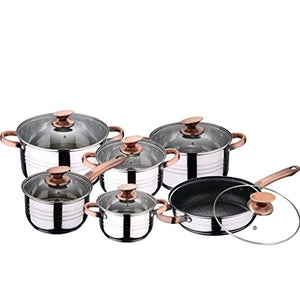 Cookware Set with Glass Lid Induction Bottom Stainless Steel Body Saucepan for Household