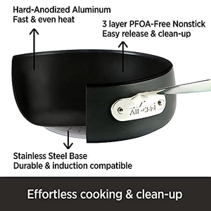 All-Clad HA1 Nonstick Hard Anodized Fry Saute Pan with Lid Set, 10" and 4QT w, Black