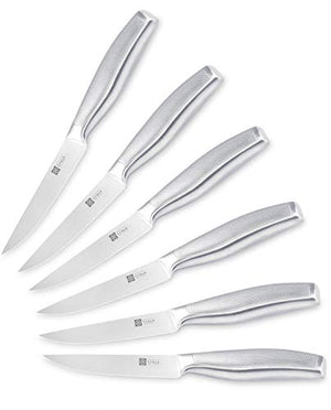 T.J Koch Knife Set Stainless Steel Knives Premium Non-slip Single Piece with Golden Oak Block Kitchen Scissors Sharpener Rod 14-piece