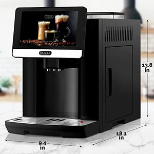 Zulay Magia Super Automatic Coffee Espresso Machine - Durable Automatic Espresso Machine With Grinder - Espresso Coffee Maker With Easy To Use 7” Touch Screen, 20 Coffee Recipes, 10 User Profiles
