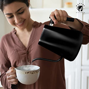 Electric Gooseneck Kettle - Electric Kettle for Pour-Over Coffee, French Press, and Tea Brewing, 0.9L Stainless Steel Brewer, 1200W Rapid Heating Technology and Temperature Control Settings with Advanced Safety Features